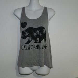 Flashmob California Love graphic braided rope deep t-back tank top, gray